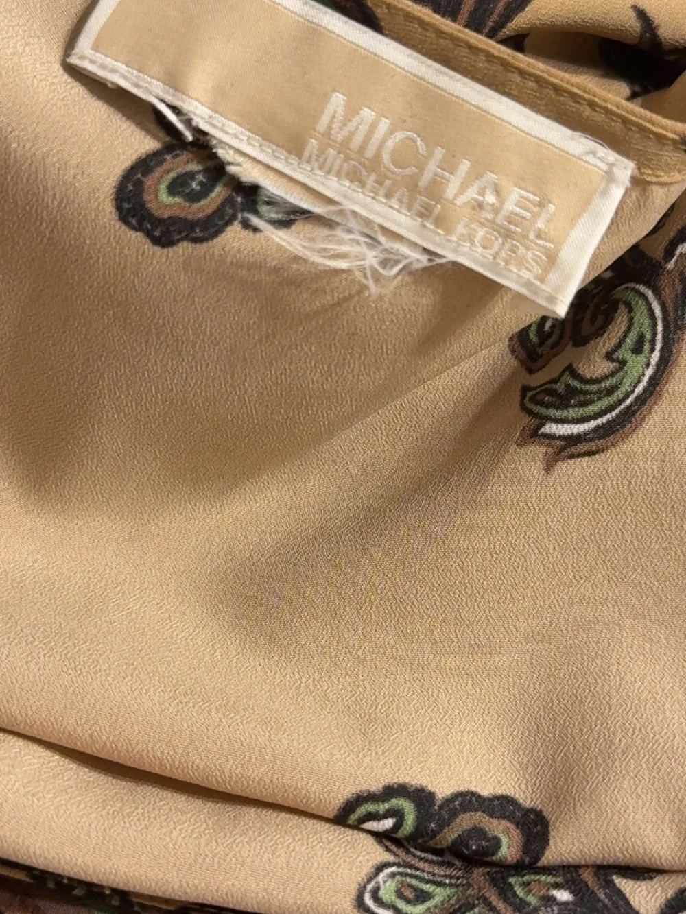 Michael Kors Paisley Poncho Tunic in Camel and Green